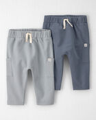 B&eacute;b&eacute; - Emballage de 2 pantalons de jogging en jersey bouclette de coton biologique, image 1 sur 5 diapositives