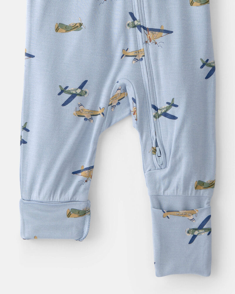 Baby Boy Plane 2-Way Zip PurelySoft Sleeper - Blue, image 6 of 8 slides