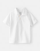 Toddler Boy Pique Uniform Polo Shirt - White, image 1 of 3 slides