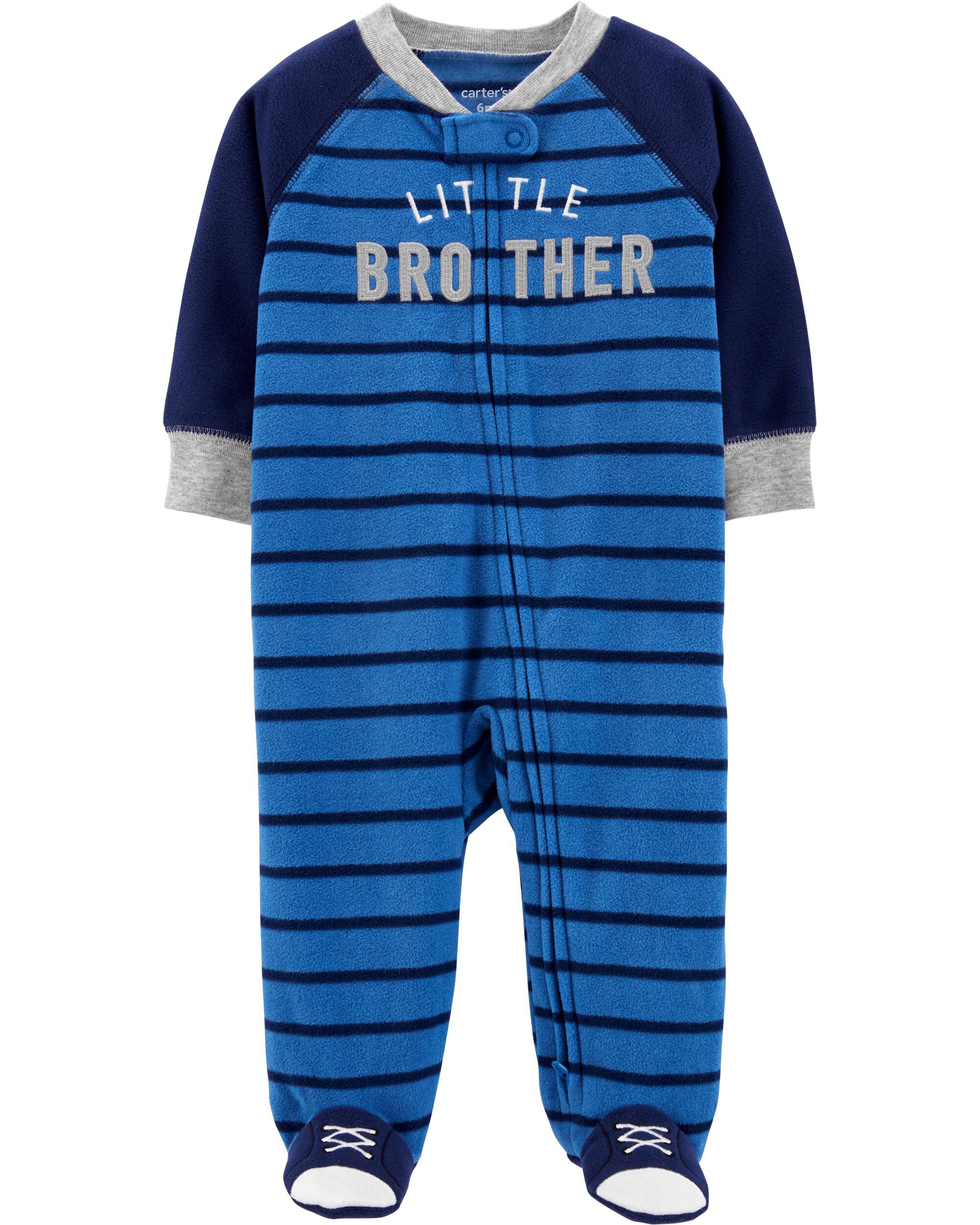 Blue Little Brother Zip Up Fleece Sleeper Pyjamas Carter s Canada