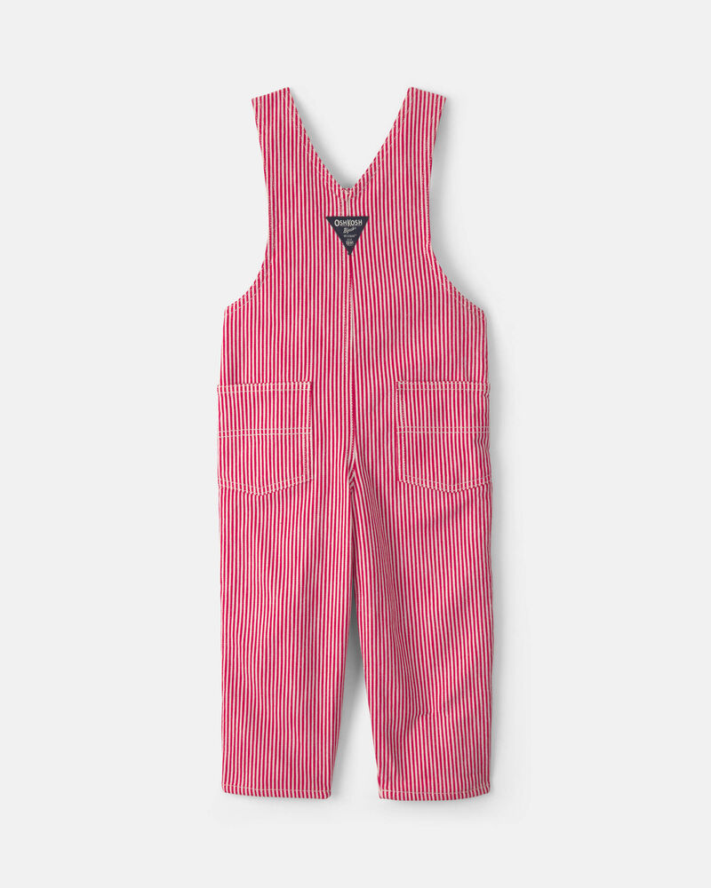 Toddler Boy Hickory Stripe Overalls - Red/White, image 2 of 4 slides