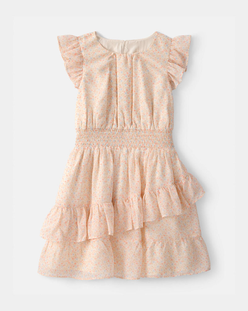 Girls Floral Smocked Dress - Pink, image 1 of 5 slides