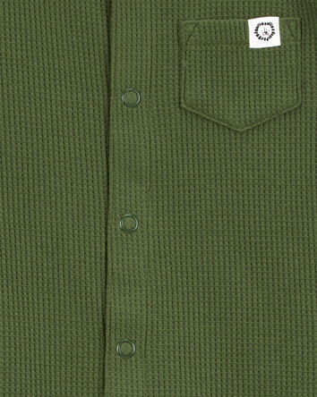 Baby Waffle Knit Short-Sleeve Romper - Green, 