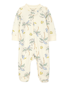 Baby Palm Tree Print 2-Way Zip Sleeper Pyjamas - Ivory, image 1 of 3 slides