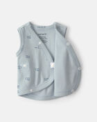 Baby Boy Train Side-Snap Tank - Blue, image 3 of 4 slides