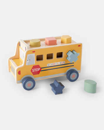 Ensemble de jouets d&rsquo;&eacute;veil de type autobus scolaire en bois, 