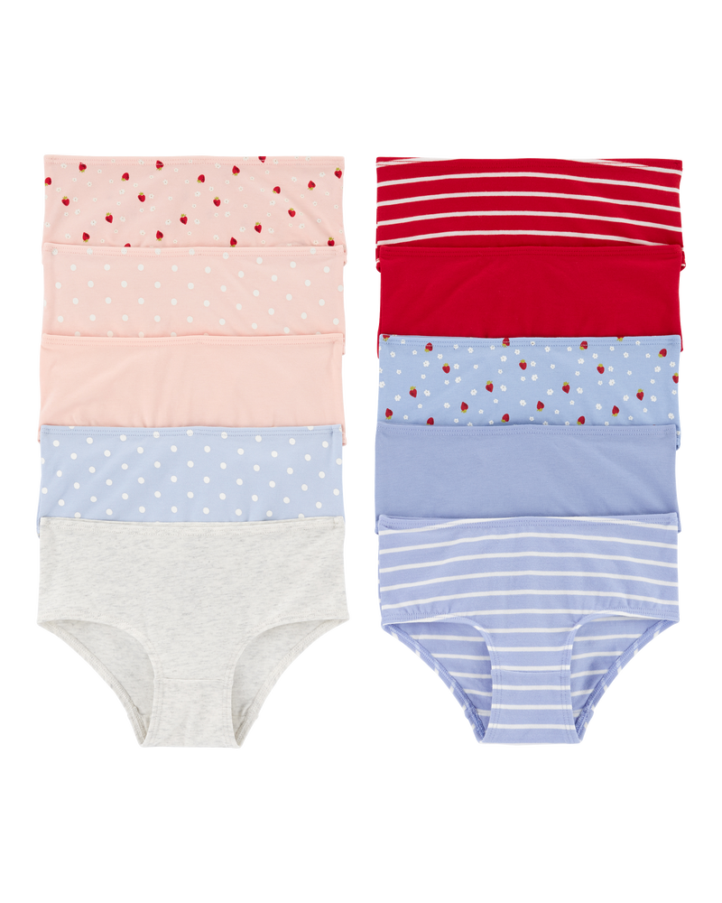 Enfant Emballage de 10 sous-v&ecirc;tements en coton extensible &agrave; motifs de fraises, image 1 sur 2 diapositives