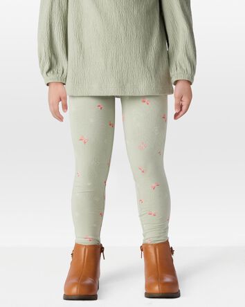 Toddler Floral Stretch Leggings - Green, 