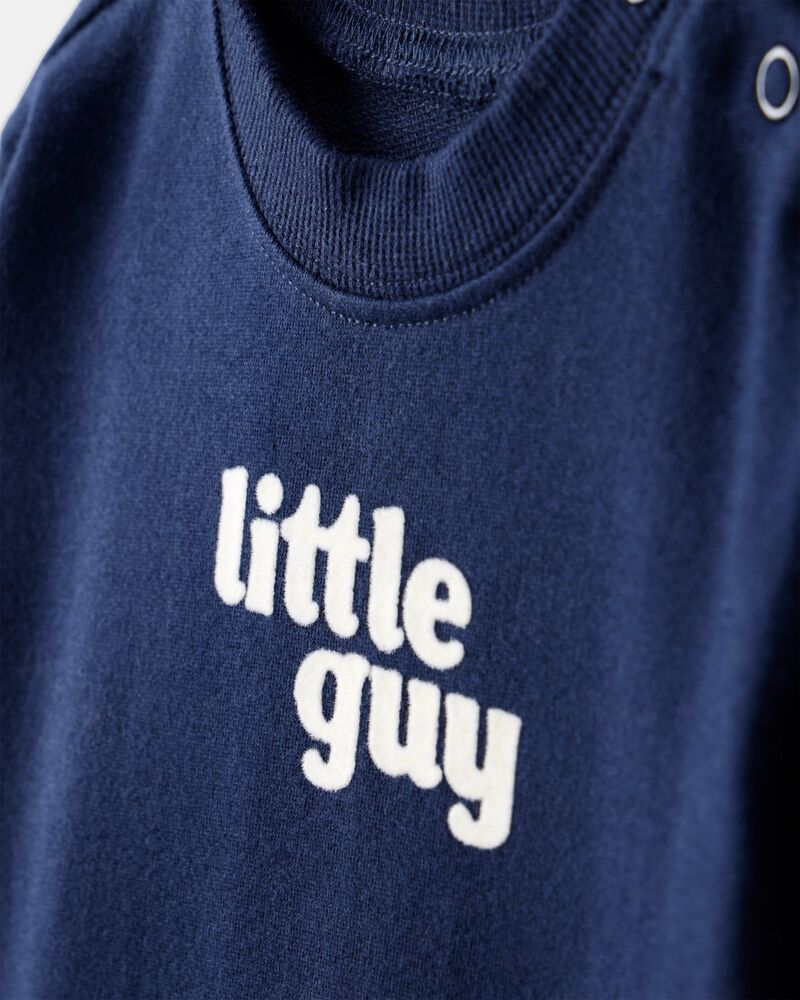 Baby Boy Little Guy' Cotton Long-Sleeve Jumpsuit - Navy, image 2 of 4 slides