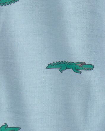 Toddler Boy Alligator Short-Sleeve Loose Fit 2-Piece Pyjama Set - Blue, 