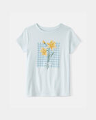 Girls Floral Graphic Tee - Blue, image 1 of 3 slides