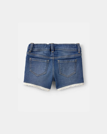 Baby Girl Eyelet Trim Denim Shorts - Dark Wash, 