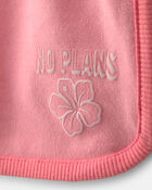 Girls 'No Plans' French Terry Shorts - Pink, image 3 of 5 slides