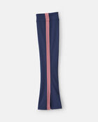 Girls Pull-On Stretch Active Flare Leggings - Navy Blue/Pink, image 3 of 5 slides