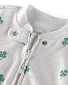 B&eacute;b&eacute; - Grenouill&egrave;re en coton biologique, tr&egrave;fles porte-bonheur, image 3 sur 4 diapositives