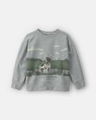 Boys Dog French Terry Pullover Sweatshirt - Grey, image 1 of 4 slides