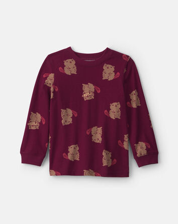 Toddler Boy Beaver Long-Sleeve T-Shirt - Burgundy, 