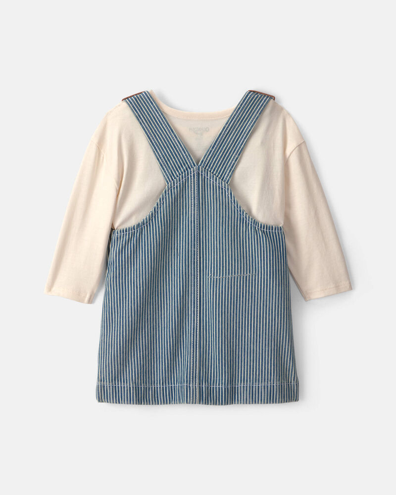 Baby Girl 2-Piece Hickory Denim Long-Sleeve Overall Set - Light Wash, image 2 of 6 slides