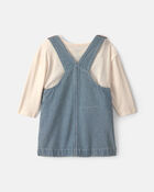 Baby Girl 2-Piece Hickory Denim Long-Sleeve Overall Set - Light Wash, image 2 of 6 slides