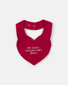 Baby 'My First Valentine's Day' Cotton Bib - Red, image 1 of 2 slides