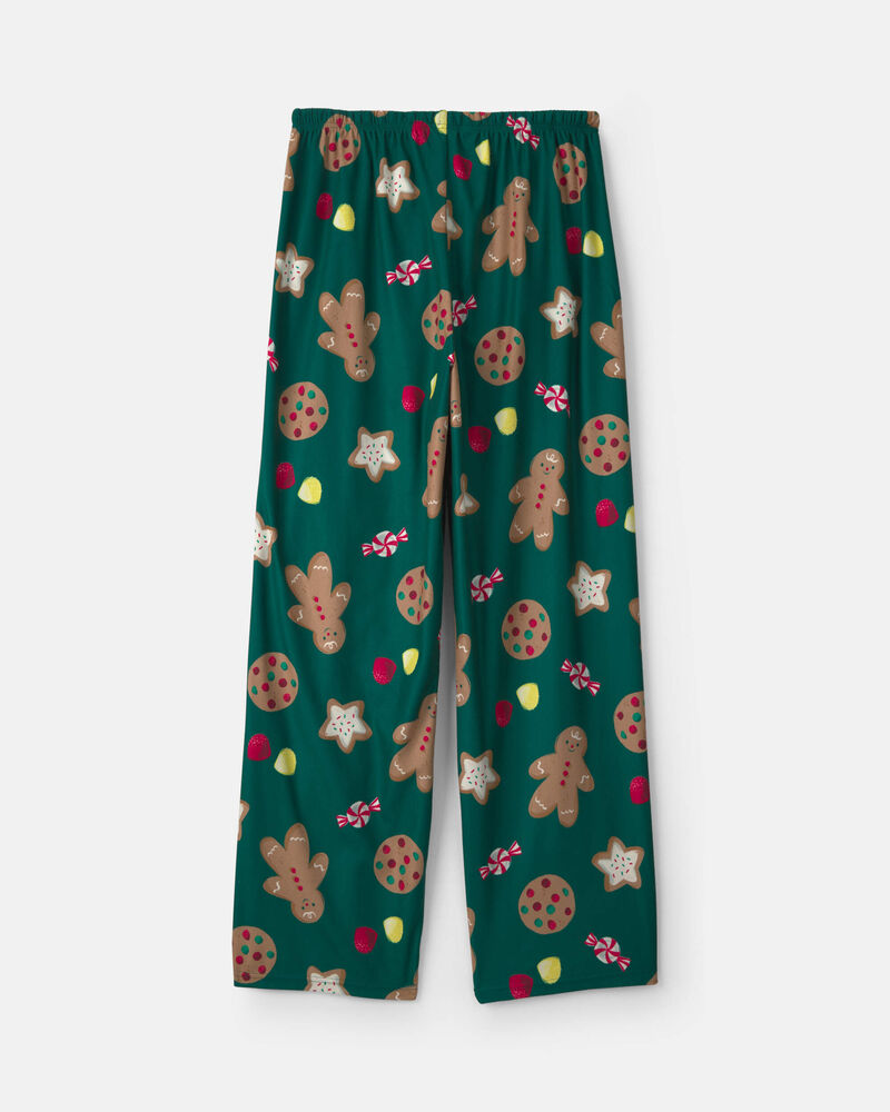 Adult Christmas Gingerbread Fleece Loose Fit Pyjama Bottoms - Green, image 2 of 4 slides
