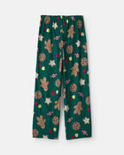 Adult Christmas Gingerbread Fleece Loose Fit Pyjama Bottoms - Green, image 2 of 4 slides