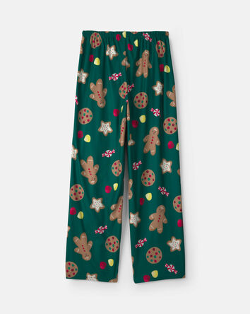 Adult Christmas Gingerbread Fleece Loose Fit Pyjama Bottoms - Green, 
