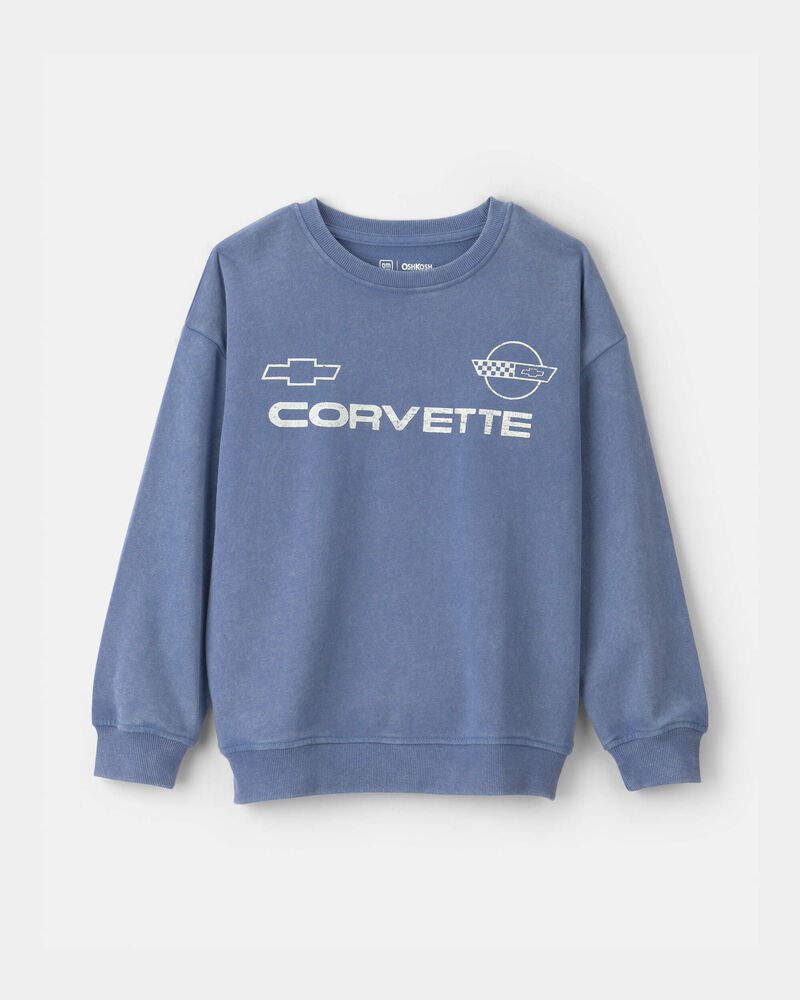 Boys French Terry Long-Sleeve Pullover Sweatshirt - Blue, image 1 of 4 slides