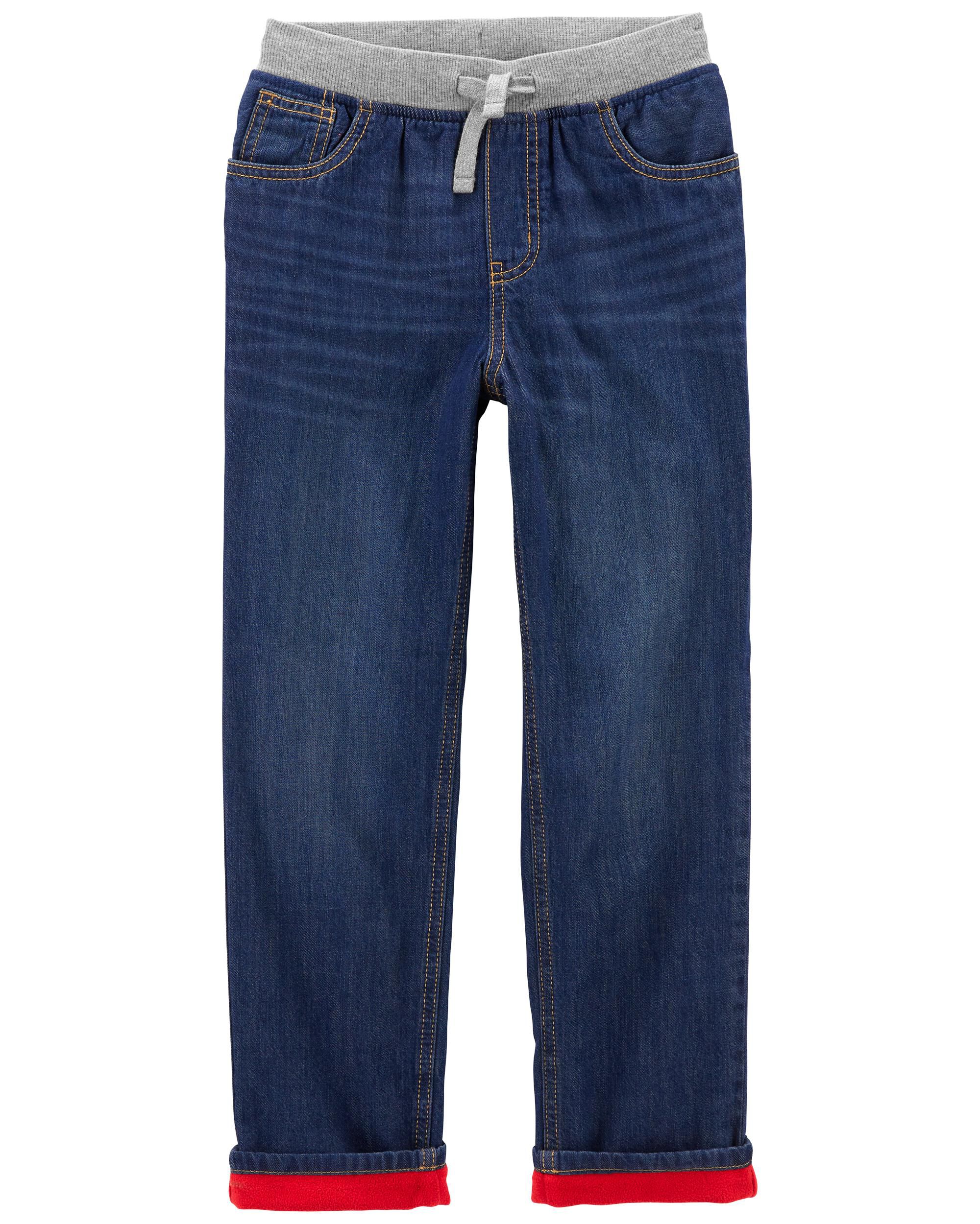 Loose Fit Fleece Lined Denim Pants