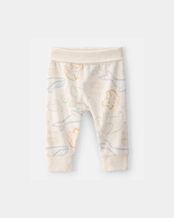 B&eacute;b&eacute; - Pantalons jersey bouclette, Animaux - Cr&egrave;me, 