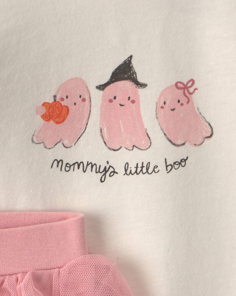 Baby Girl 2-Piece 'Mommy's Little Boo' Halloween Long-Sleeve Bodysuit & Pant Set - Cream/Pink, image 2 of 4 slides
