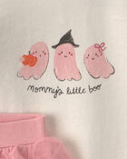 Baby Girl 2-Piece 'Mommy's Little Boo' Halloween Long-Sleeve Bodysuit & Pant Set - Cream/Pink, image 2 of 4 slides