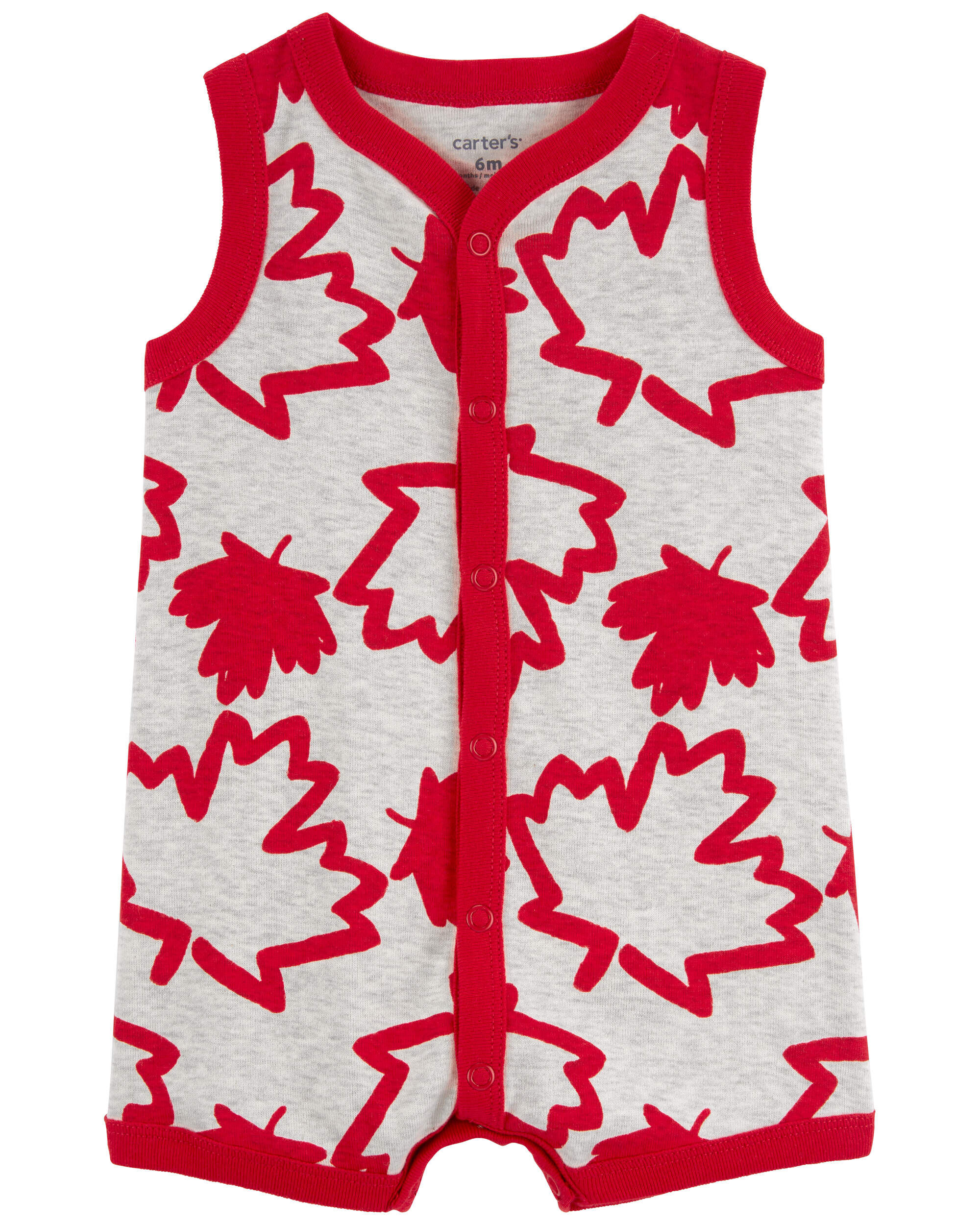 Baby Maple Leaf Button-Front Romper | Carter's Oshkosh Canada
