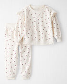 Toddler Girl 2-Piece Organic Cotton Velour Set in Wild Rose Print, image 1 of 5 slides