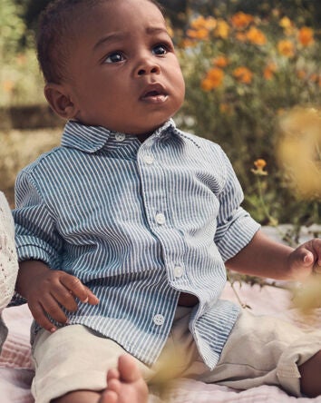 Baby Linen Button-Front Shirt Made with Organic Cotton, 