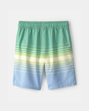 Boys Striped Swim Trunks - Blue/Green/Yellow, 