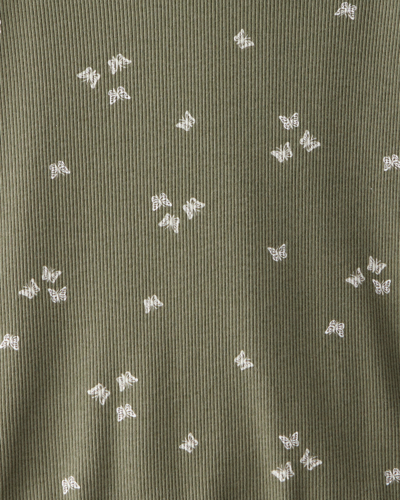 Kid Ribbed Butterfly Print Long-Sleeve Shirt - Olive
, image 2 of 3 slides
