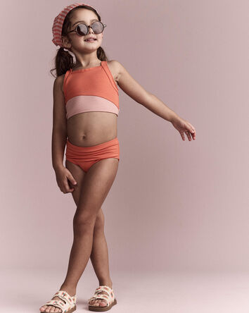 Tout-petit fille - Ensemble tankini aux couleurs contrastantes - Orange, 