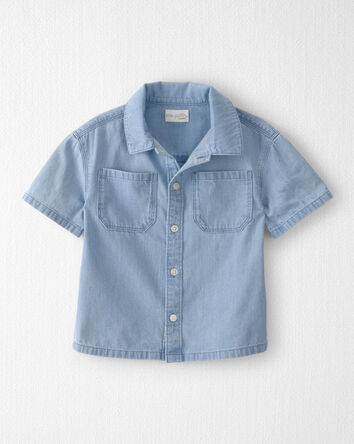 Tout-petit gar&ccedil;on - Haut boutonn&eacute; en chambray de coton biologique, 