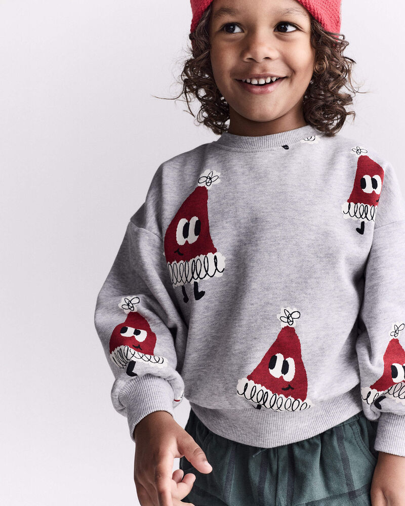 Toddler Santa Hat Dolman-Sleeve Sweatshirt - Heather Grey, image 5 of 7 slides