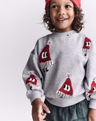 Toddler Santa Hat Dolman-Sleeve Sweatshirt - Heather Grey, image 5 of 7 slides