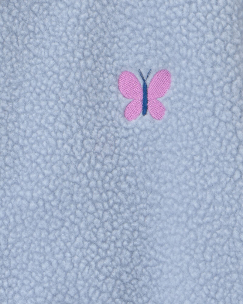 Toddler Girl Butterfly Teddy Microfleece Zip-Up Jacket - Blue, image 2 of 3 slides