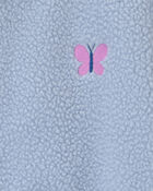 Toddler Girl Butterfly Teddy Microfleece Zip-Up Jacket - Blue, image 2 of 3 slides