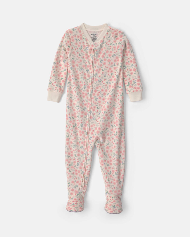 Toute-petit fille - Pyjama ajust&eacute; 1 pi&egrave;ce &agrave; pieds en DreamPlush &agrave; motif floral &ndash; Cr&egrave;me, image 1 sur 3 diapositives