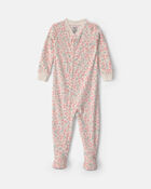 Toute-petit fille - Pyjama ajust&eacute; 1 pi&egrave;ce &agrave; pieds en DreamPlush &agrave; motif floral &ndash; Cr&egrave;me, image 1 sur 3 diapositives