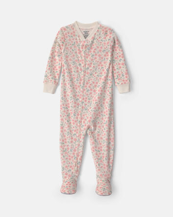 Toute-petit fille - Pyjama ajust&eacute; 1 pi&egrave;ce &agrave; pieds en DreamPlush &agrave; motif floral &ndash; Cr&egrave;me, 