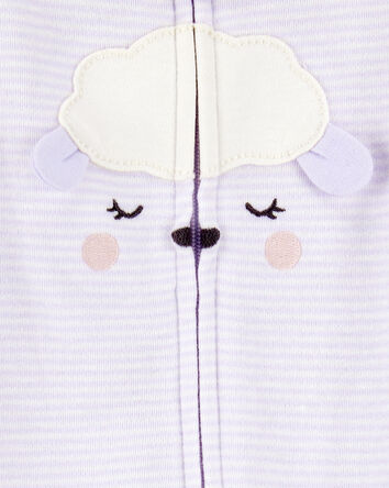 Baby Girl Lamb 2-Way Zipper Cotton Sleeper, 