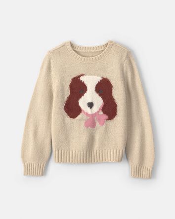 Toddler Girl Dog Sweater - Brown, 