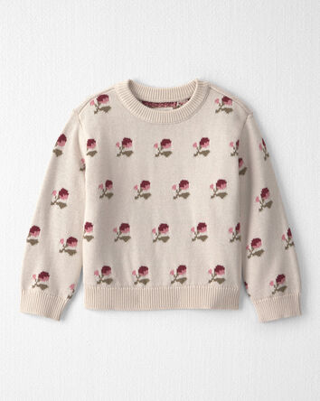 Tout-petit fille - Chandail en tricot de coton biologique &agrave; motif jacquard floral, 