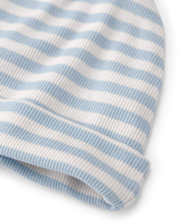 B&eacute;b&eacute; - Bonnet en coton biologique c&ocirc;tel&eacute;, rayures, 